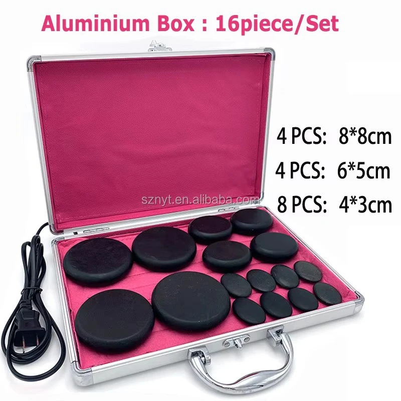17pcs/set lava Natural Energy Massage stones massage stone hot spa rock basalt stone with heater box 110-220V product thumbnail 3