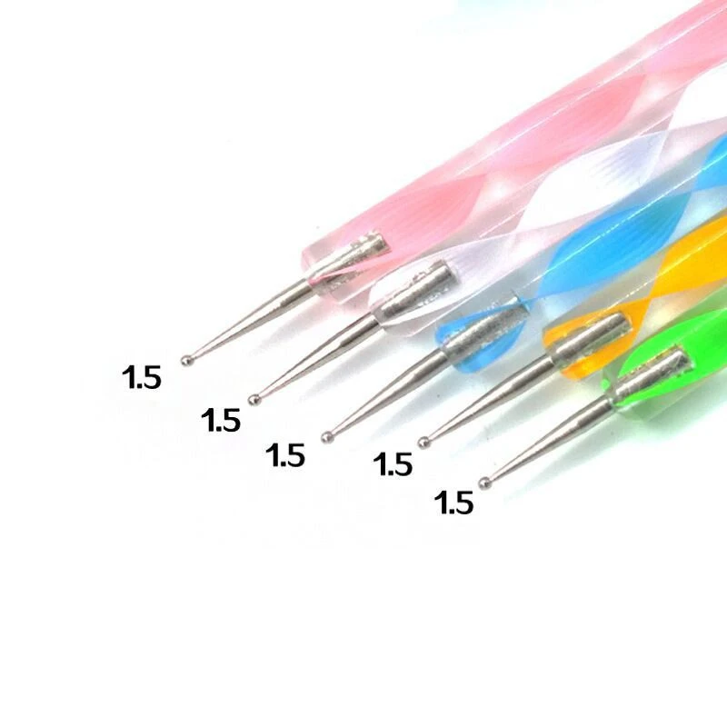 Acrylic spiral rod double ended point drill pen 5 pcs, nail pen dot drill pen set product thumbnail 7