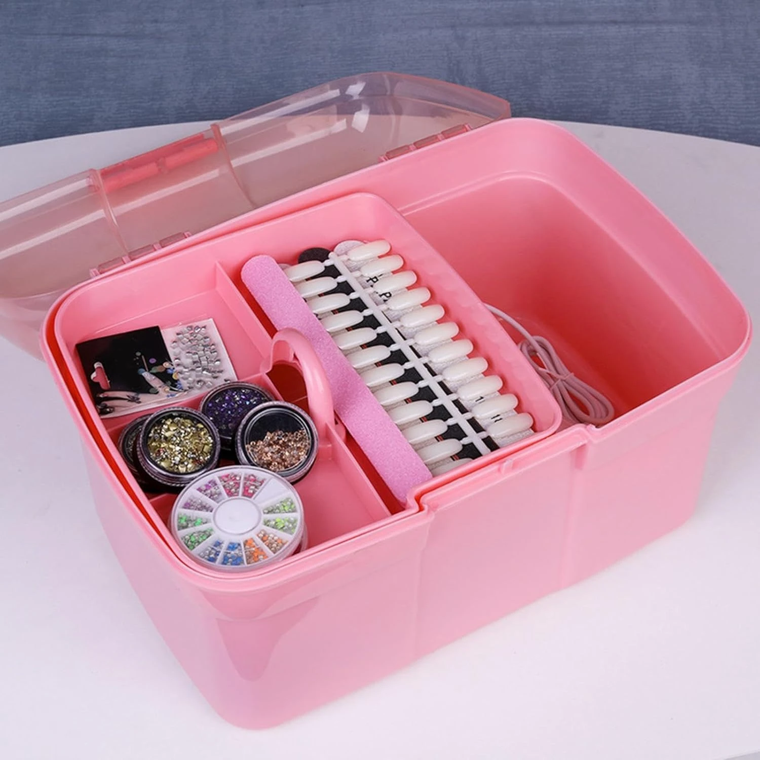 Portable Handled Storage Box – 2-Tier Manicure Tool Case for Home, Car, Bedroom & Hotel Organization product thumbnail 14