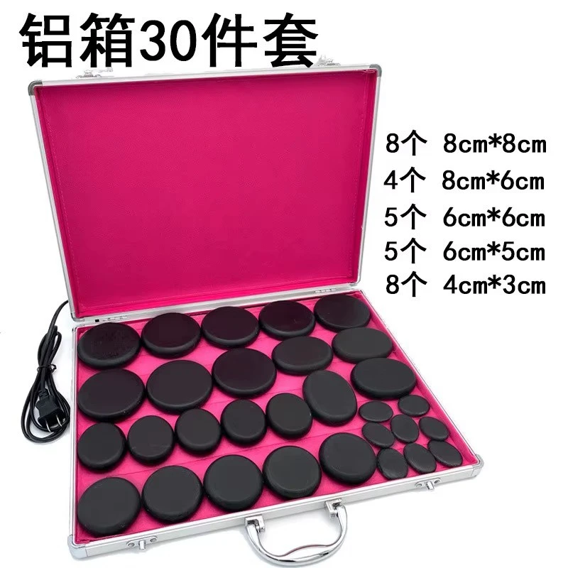 17pcs/set lava Natural Energy Massage stones massage stone hot spa rock basalt stone with heater box 110-220V product thumbnail 2