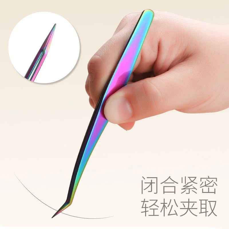 Color titanium eyelashes tweezers kit product thumbnail 5