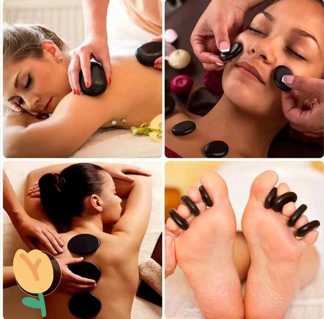 17pcs/set lava Natural Energy Massage stones massage stone hot spa rock basalt stone with heater box 110-220V product thumbnail 19