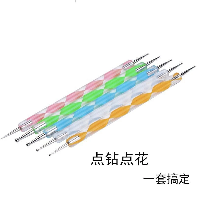 Acrylic spiral rod double ended point drill pen 5 pcs, nail pen dot drill pen set product thumbnail 4