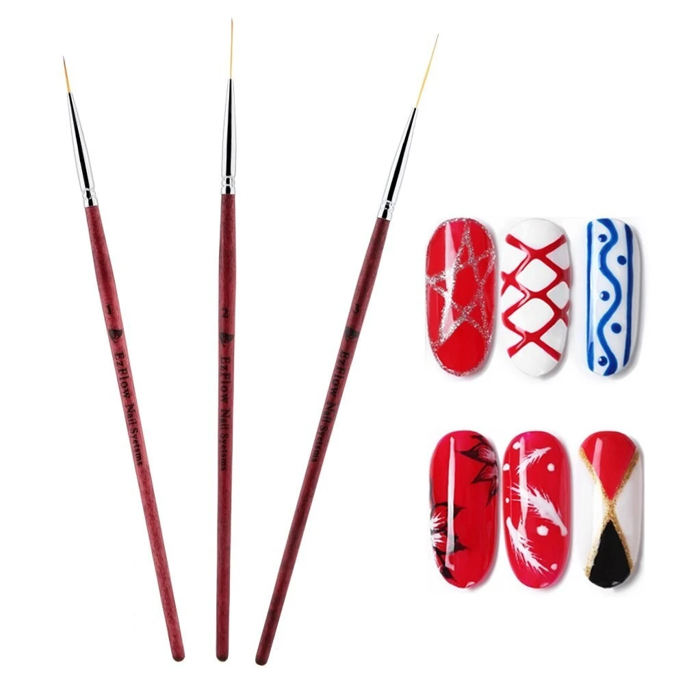 3pcs Nail Art Liner Painting Mane Brush Pen Drawing product thumbnail 3