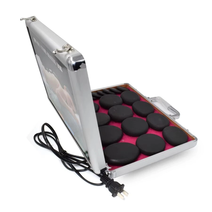 17pcs/set lava Natural Energy Massage stones massage stone hot spa rock basalt stone with heater box 110-220V product thumbnail 23
