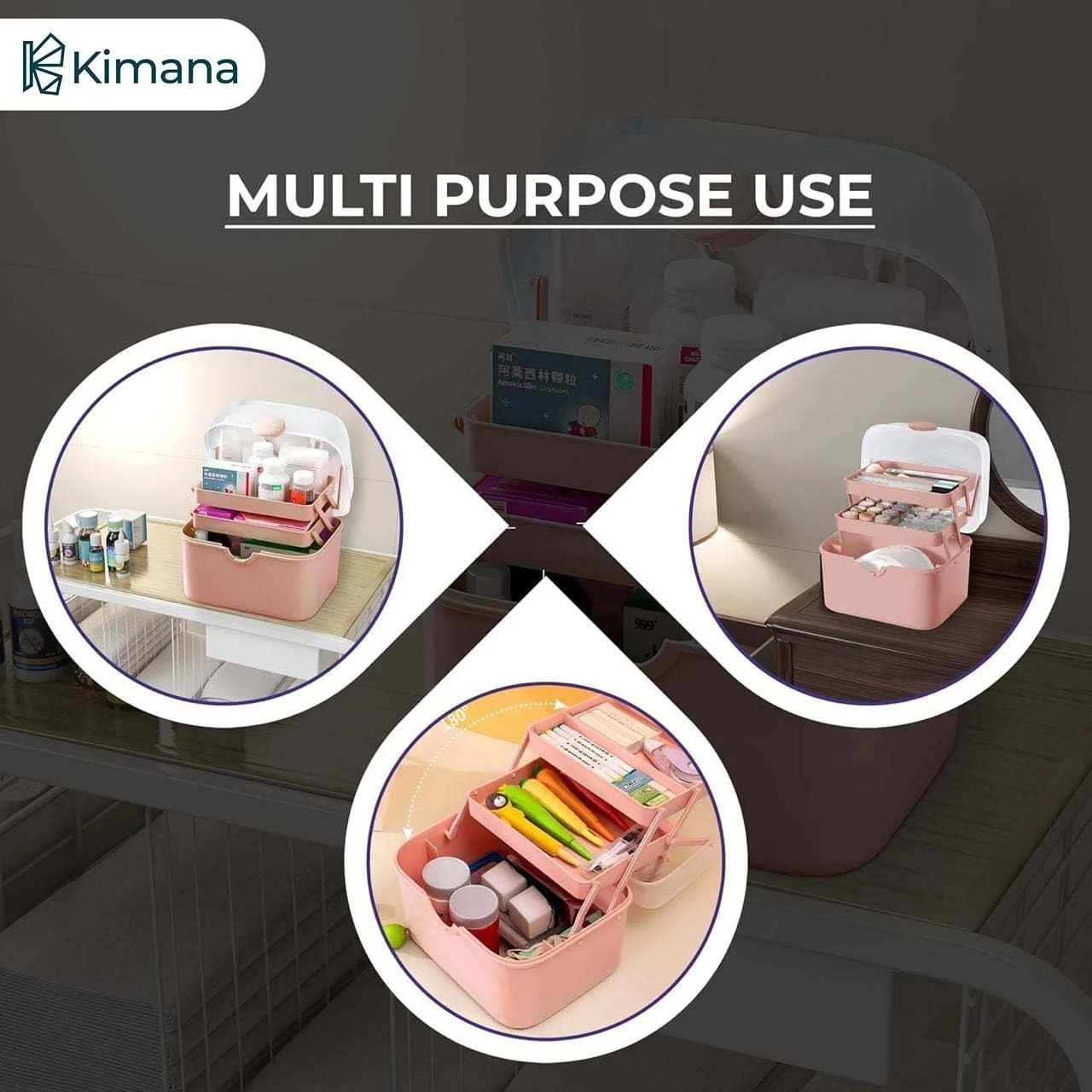 Multipurpose Portable Storage Box – 3 Tiers for Cosmetics, Manicure Tools & Sewing Supplies product thumbnail 25