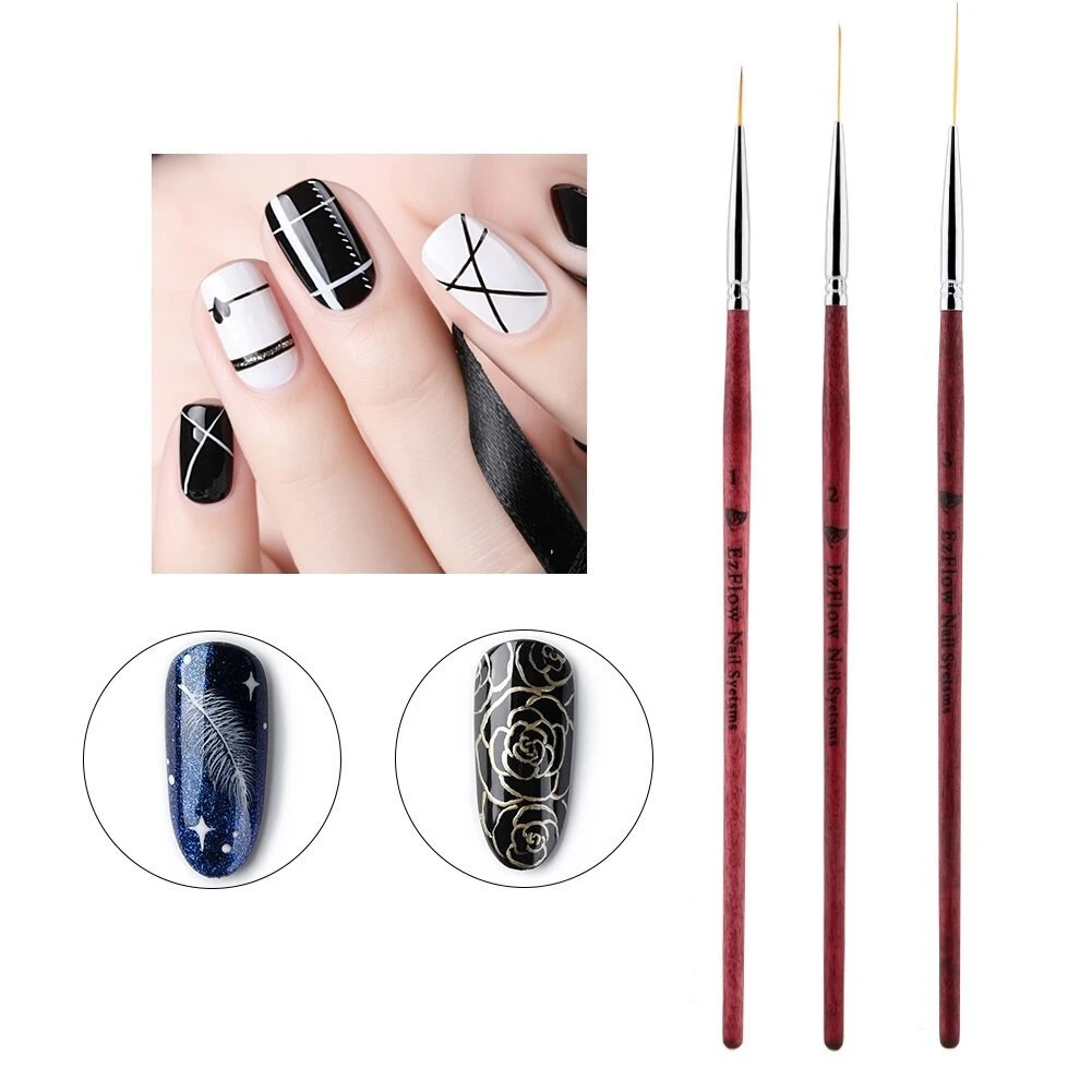 3pcs Nail Art Liner Painting Mane Brush Pen Drawing product thumbnail 6