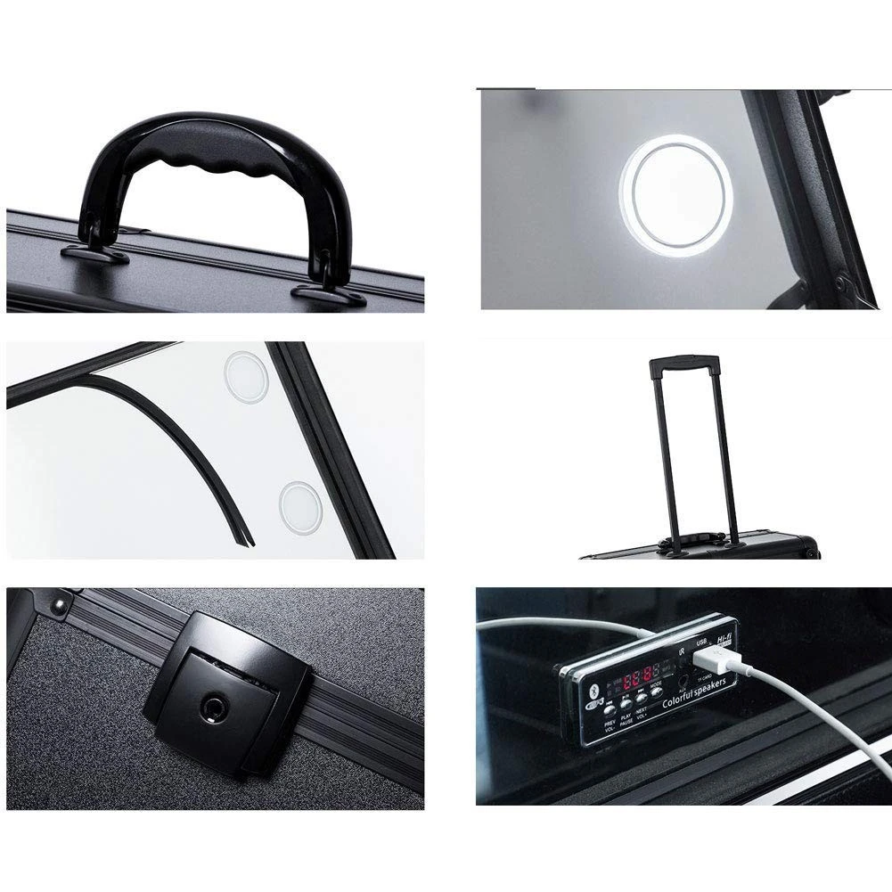 Rolling Makeup Case with LED Light Mirror with Multimedia product thumbnail 9