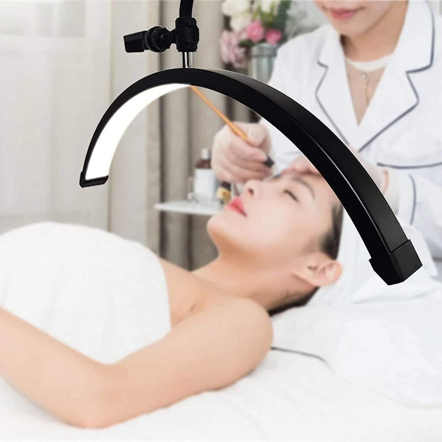 Professional Half Moon LED Beauty Lamp with Remote Control – Adjustable Salon Floor Light product thumbnail 20