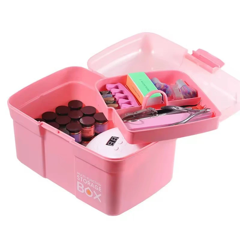 Portable Handled Storage Box – 2-Tier Manicure Tool Case for Home, Car, Bedroom & Hotel Organization product thumbnail 2