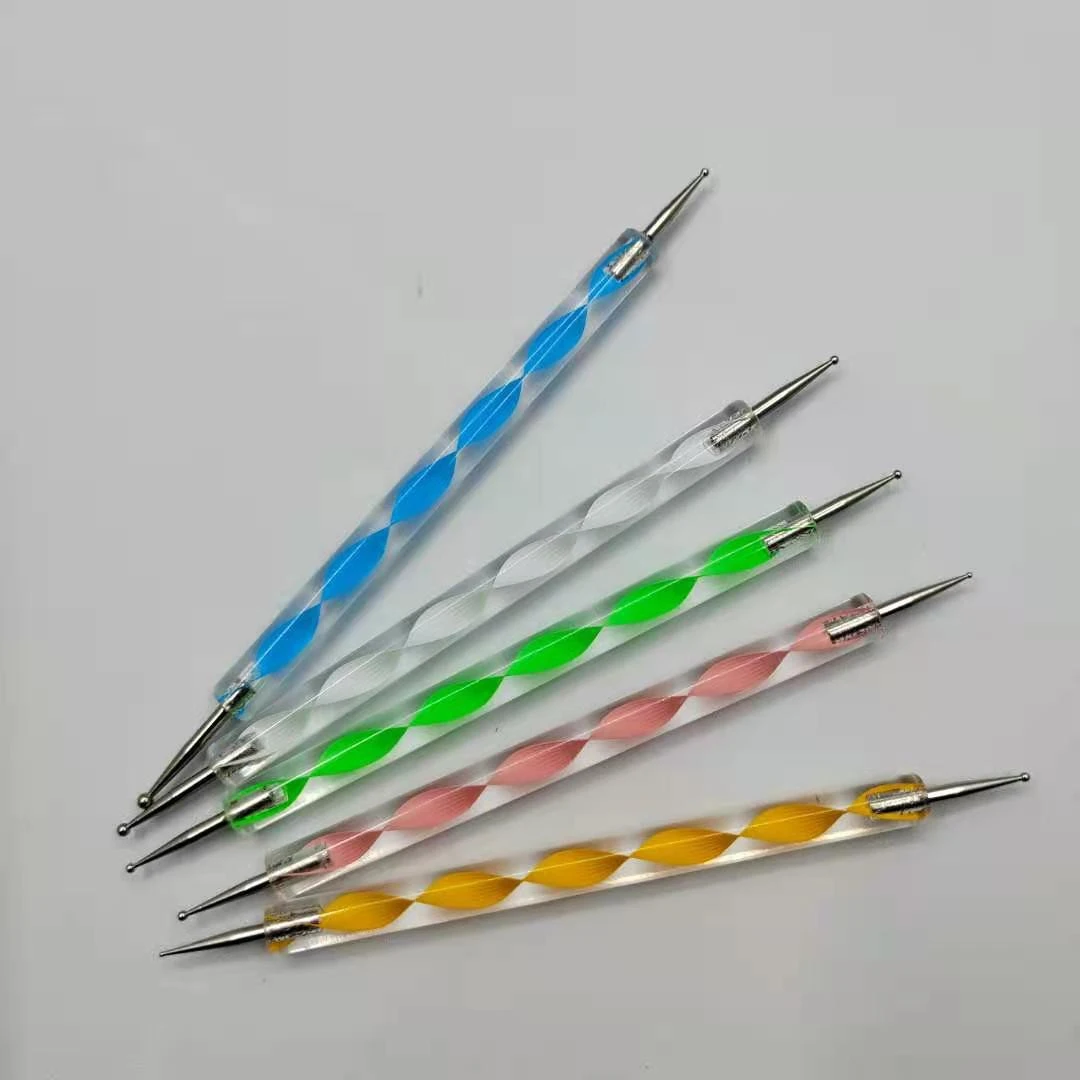 Acrylic spiral rod double ended point drill pen 5 pcs, nail pen dot drill pen set product thumbnail 15