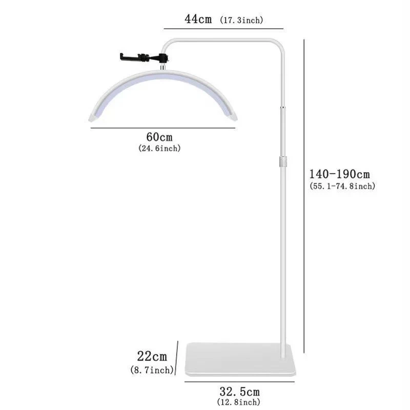 Professional Half Moon LED Beauty Lamp with Remote Control – Adjustable Salon Floor Light product thumbnail 12