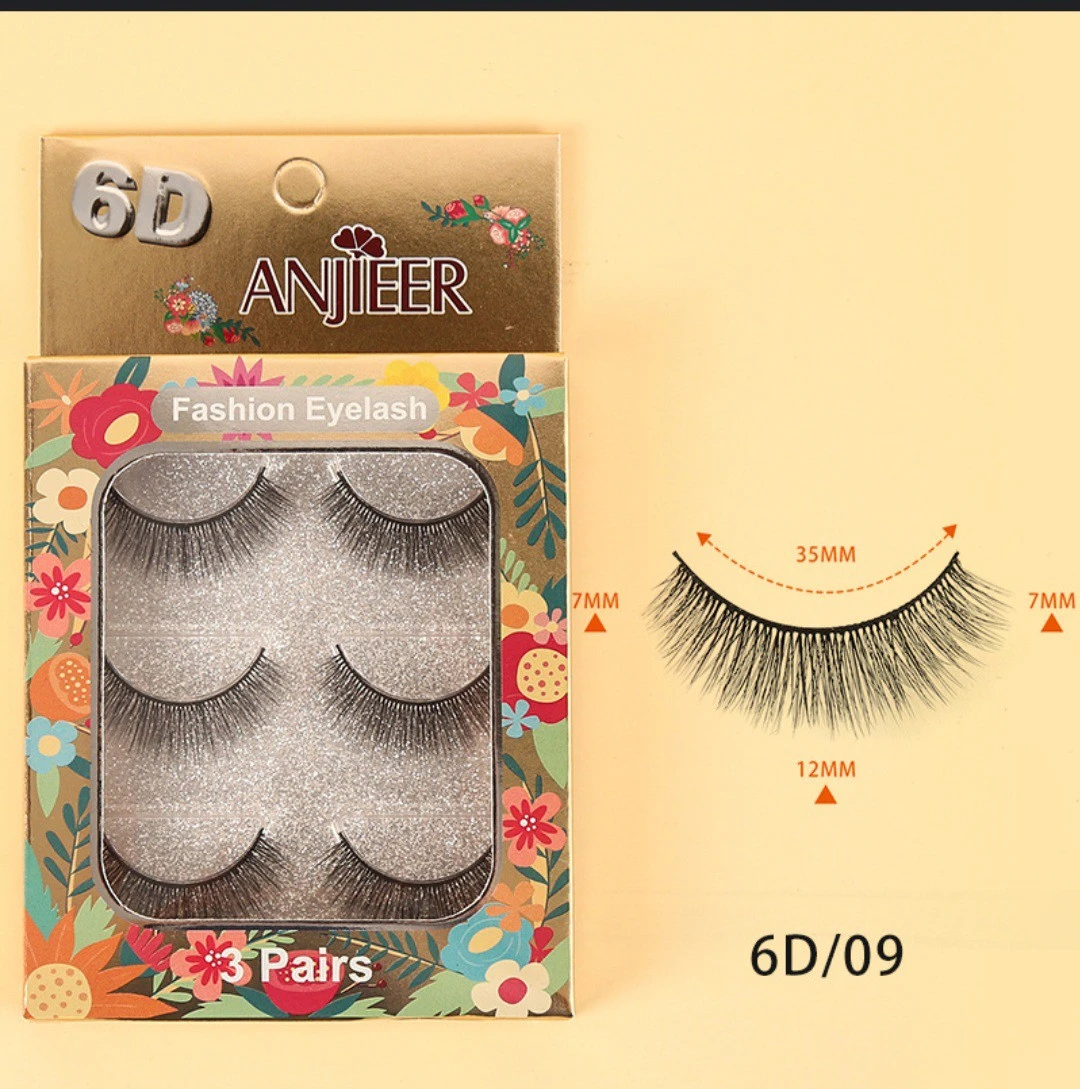 Anjieer Fashion Eyelash 3pairs 6D product thumbnail 6