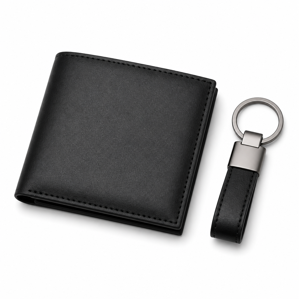 Men Wallet & Keychain Set