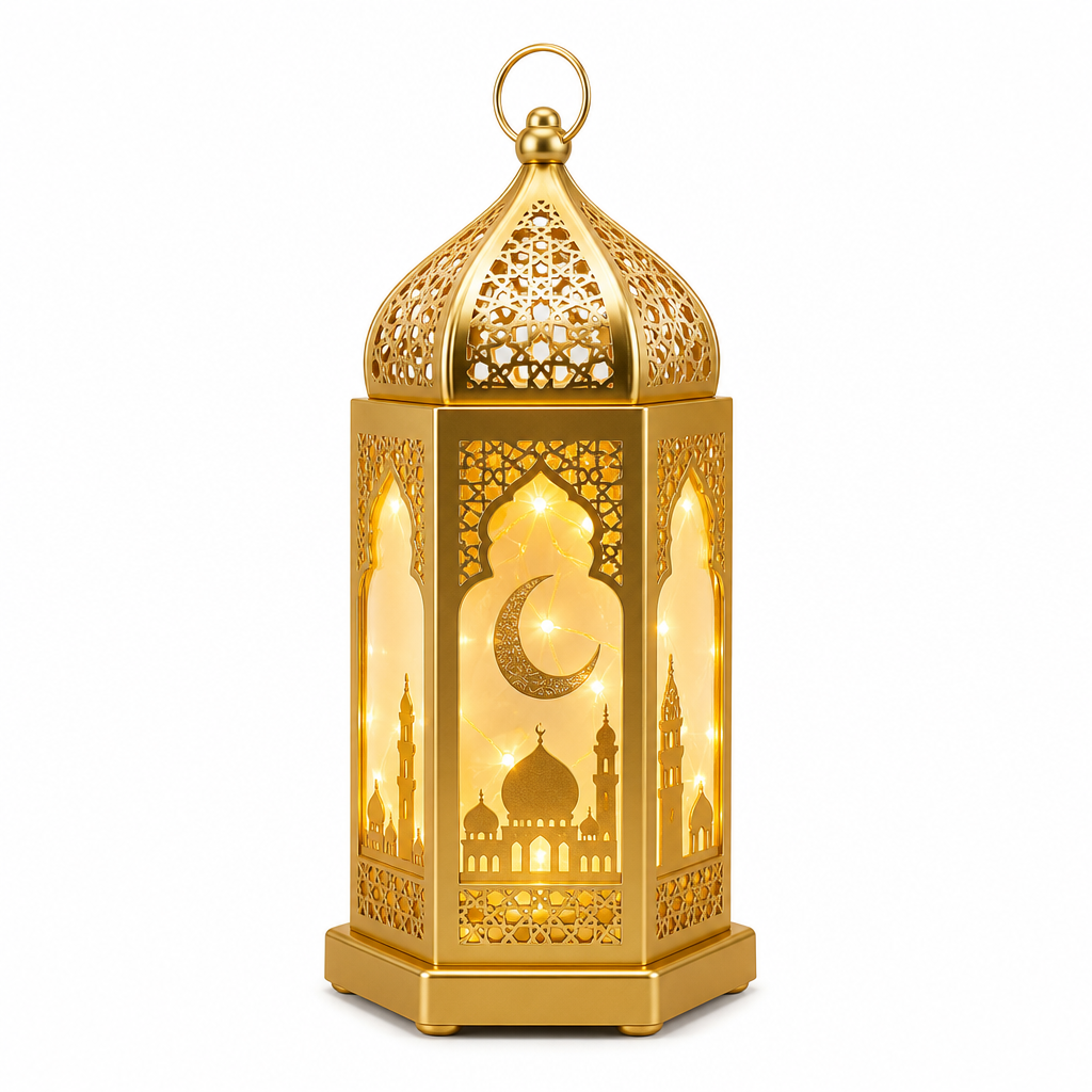 Eid Mubarak LED Lantern Gold