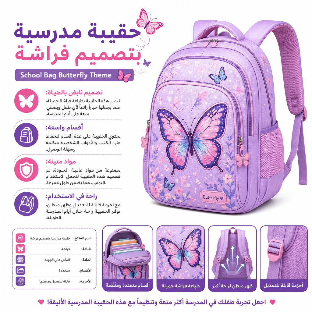School Bag Butterfly Theme