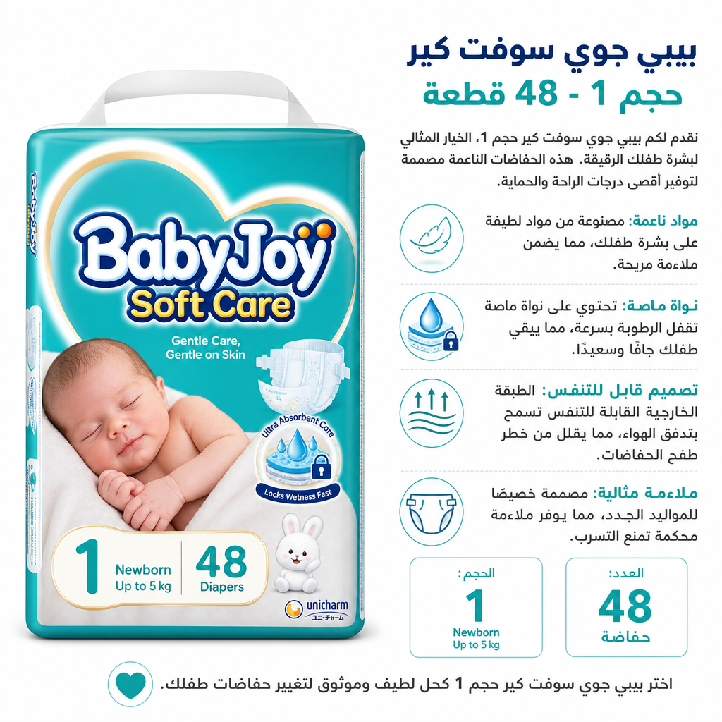 BabyJoy Soft Care Size 1 - 48 Count