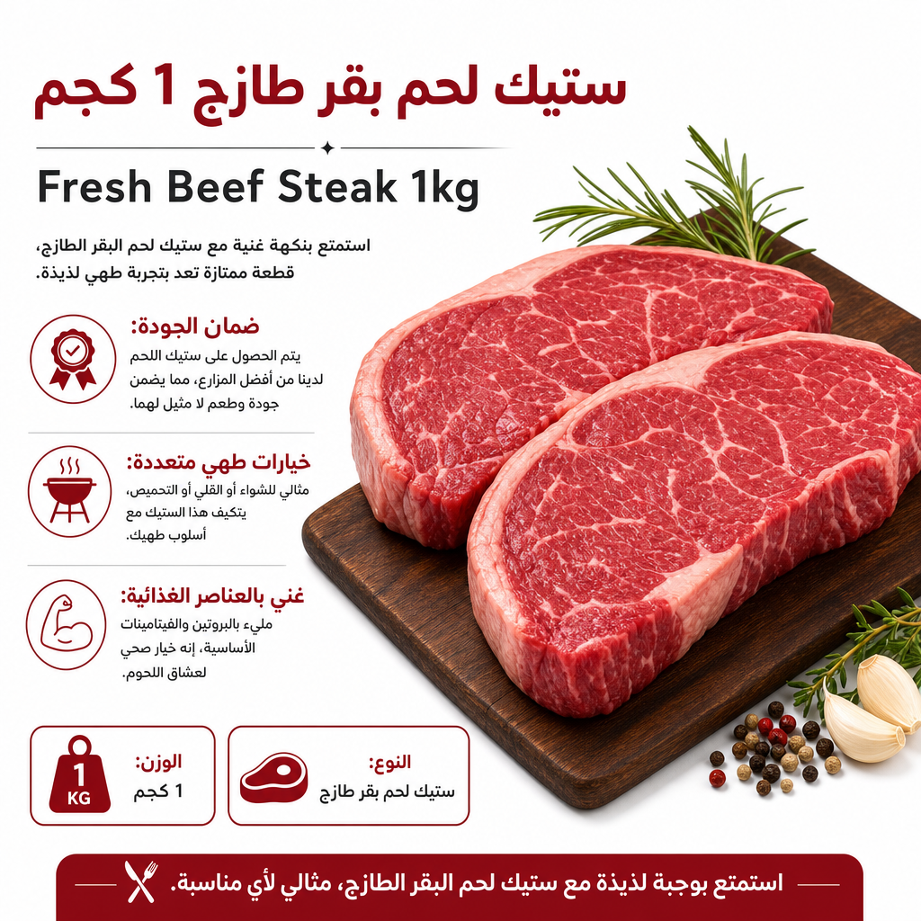 Fresh Beef Steak 1kg