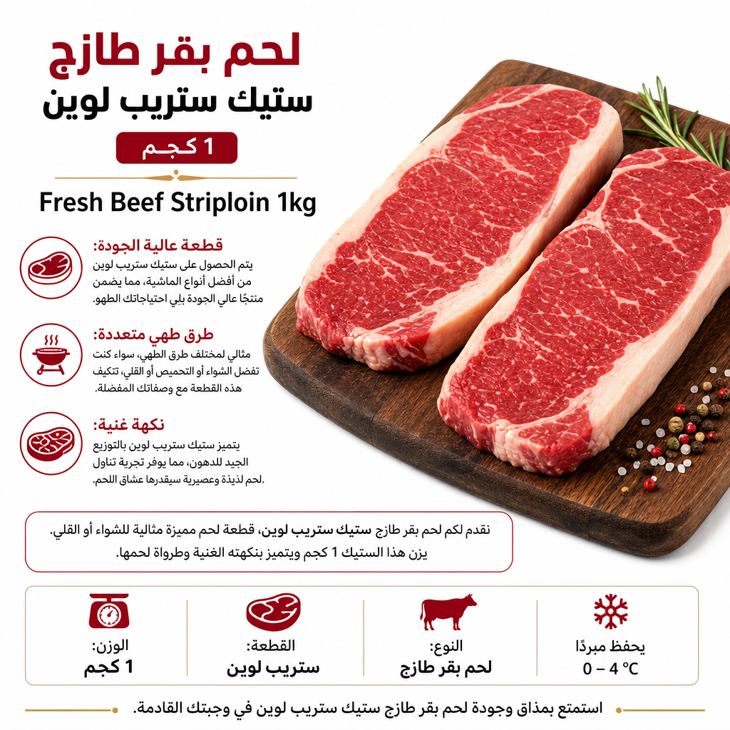 Fresh Beef Striploin 1kg