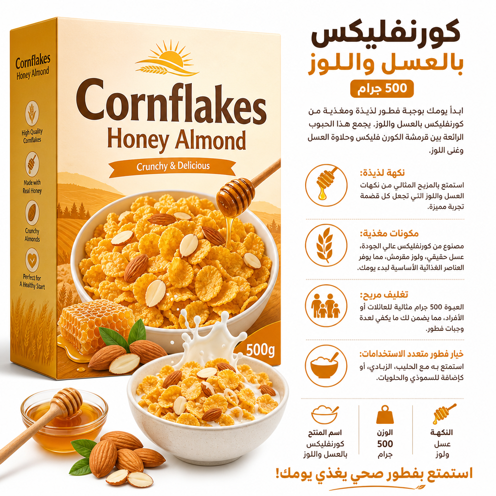 Cornflakes Honey Almond 500g