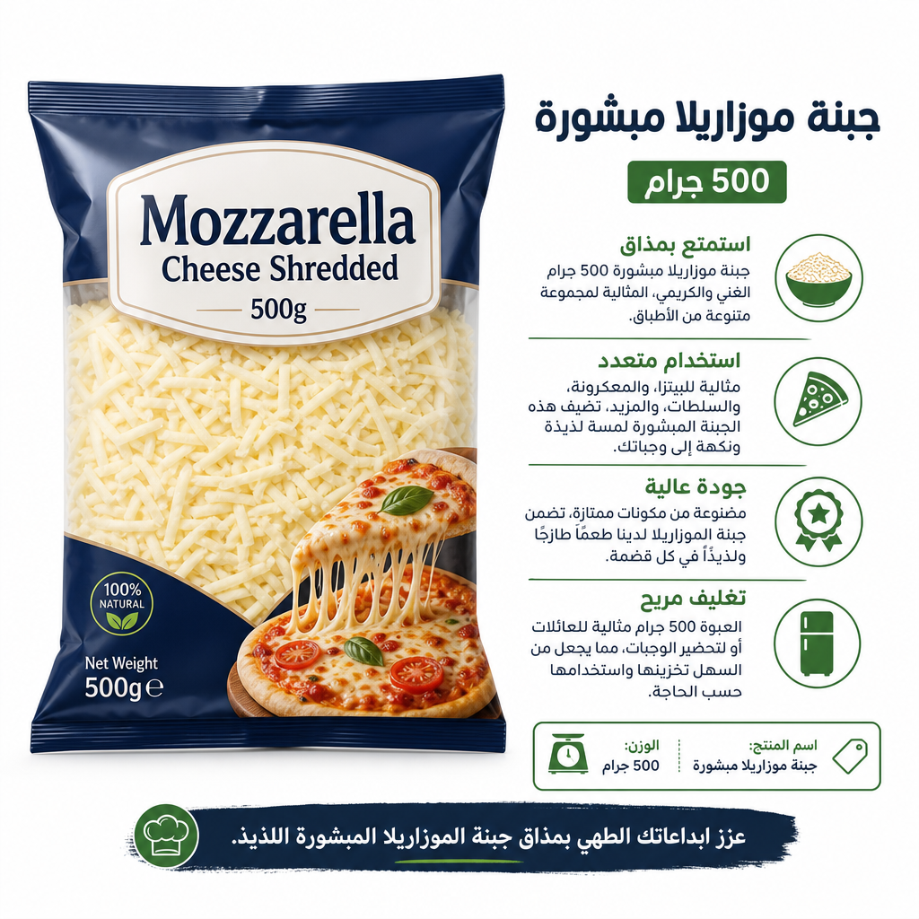 Mozzarella Cheese Shredded 500g