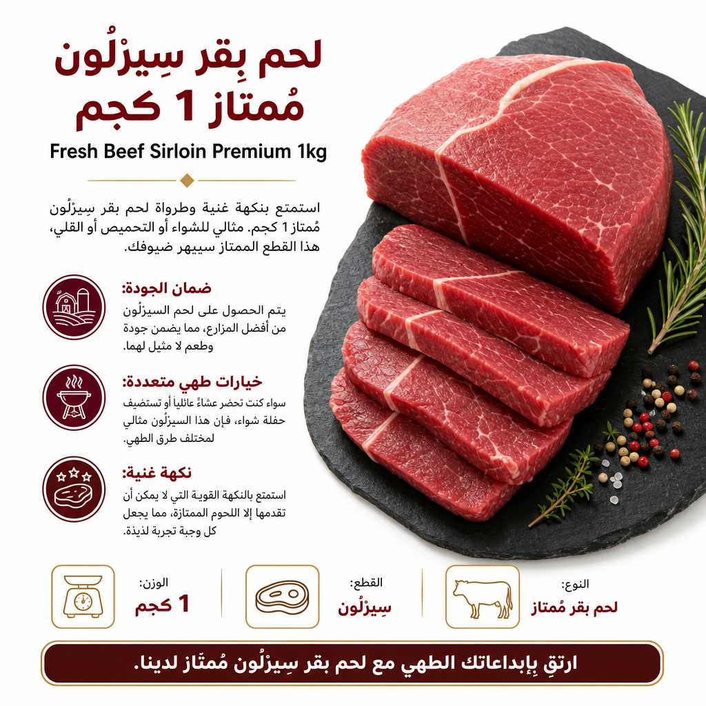 Fresh Beef Sirloin Premium 1kg