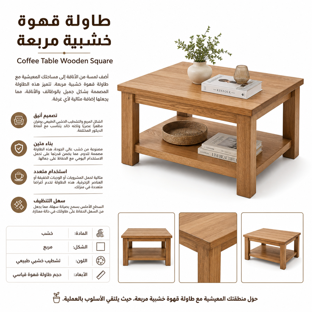 Coffee Table Wooden Square