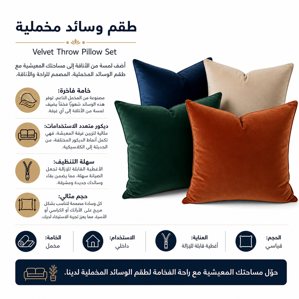 Velvet Throw Pillow Set