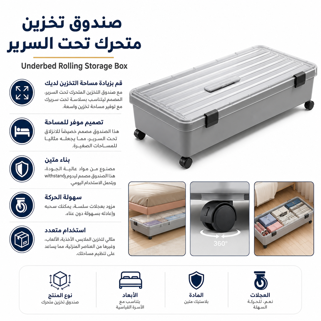 Underbed Rolling Storage Box