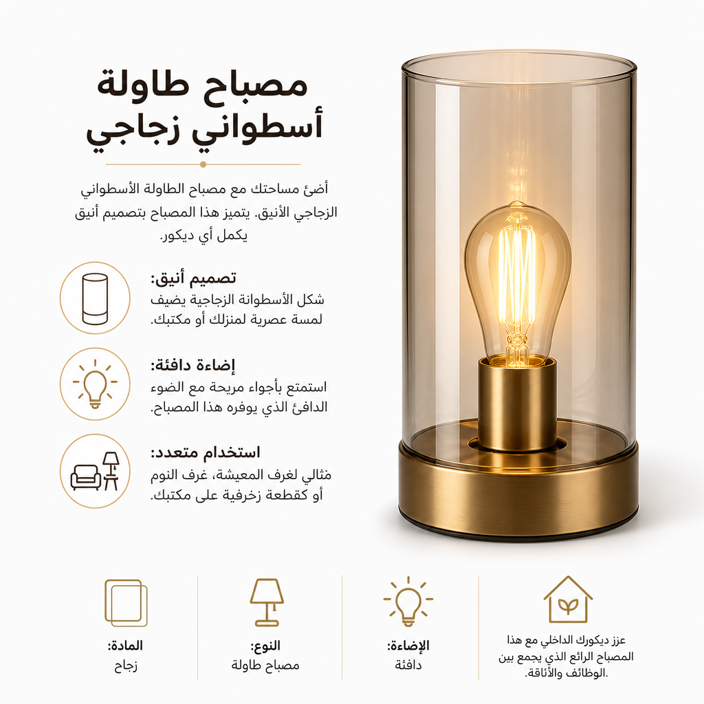 Glass Cylinder Table Lamp