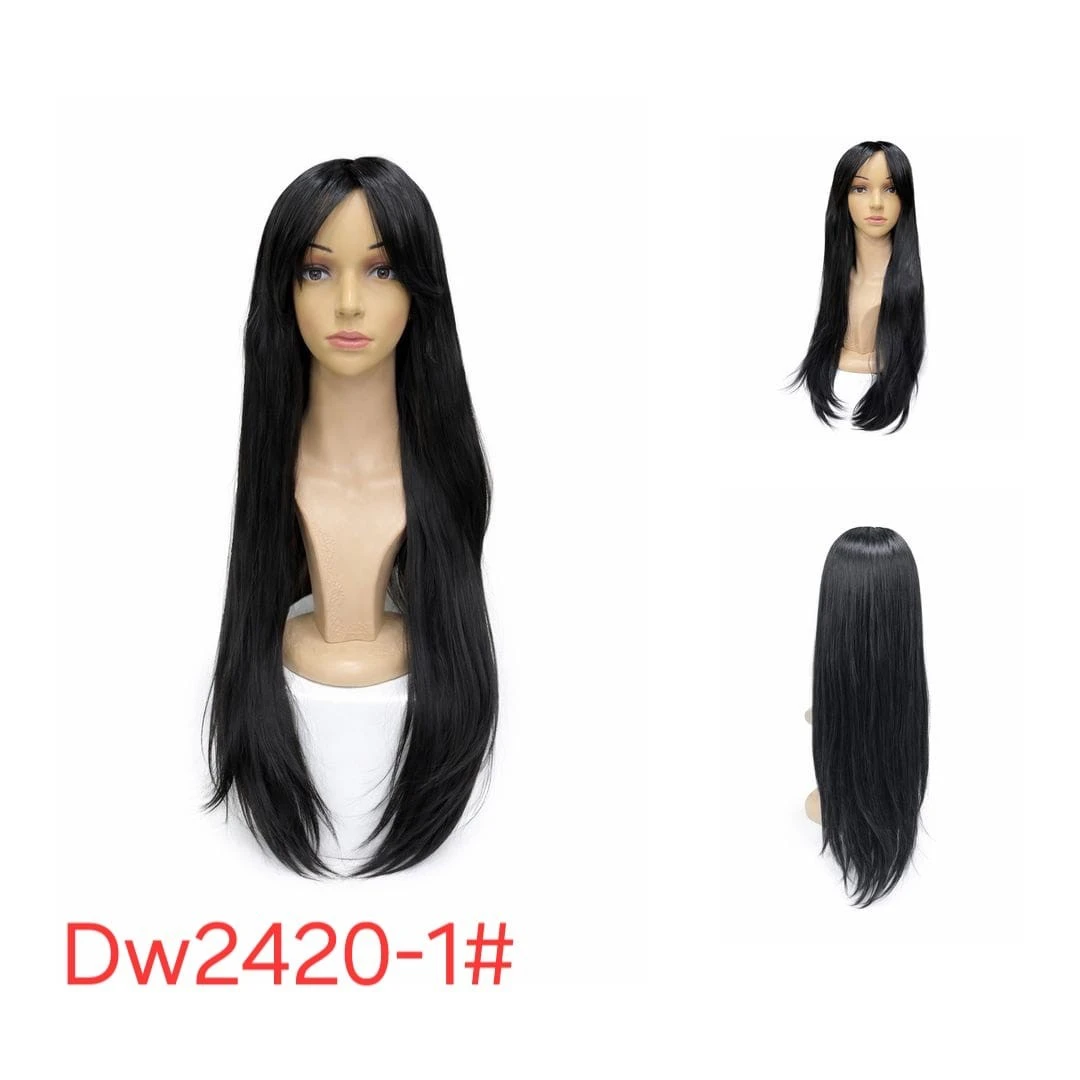 Heat-Resistant Synthetic Wig,Long Hair With Bangs, Model DW2420-1