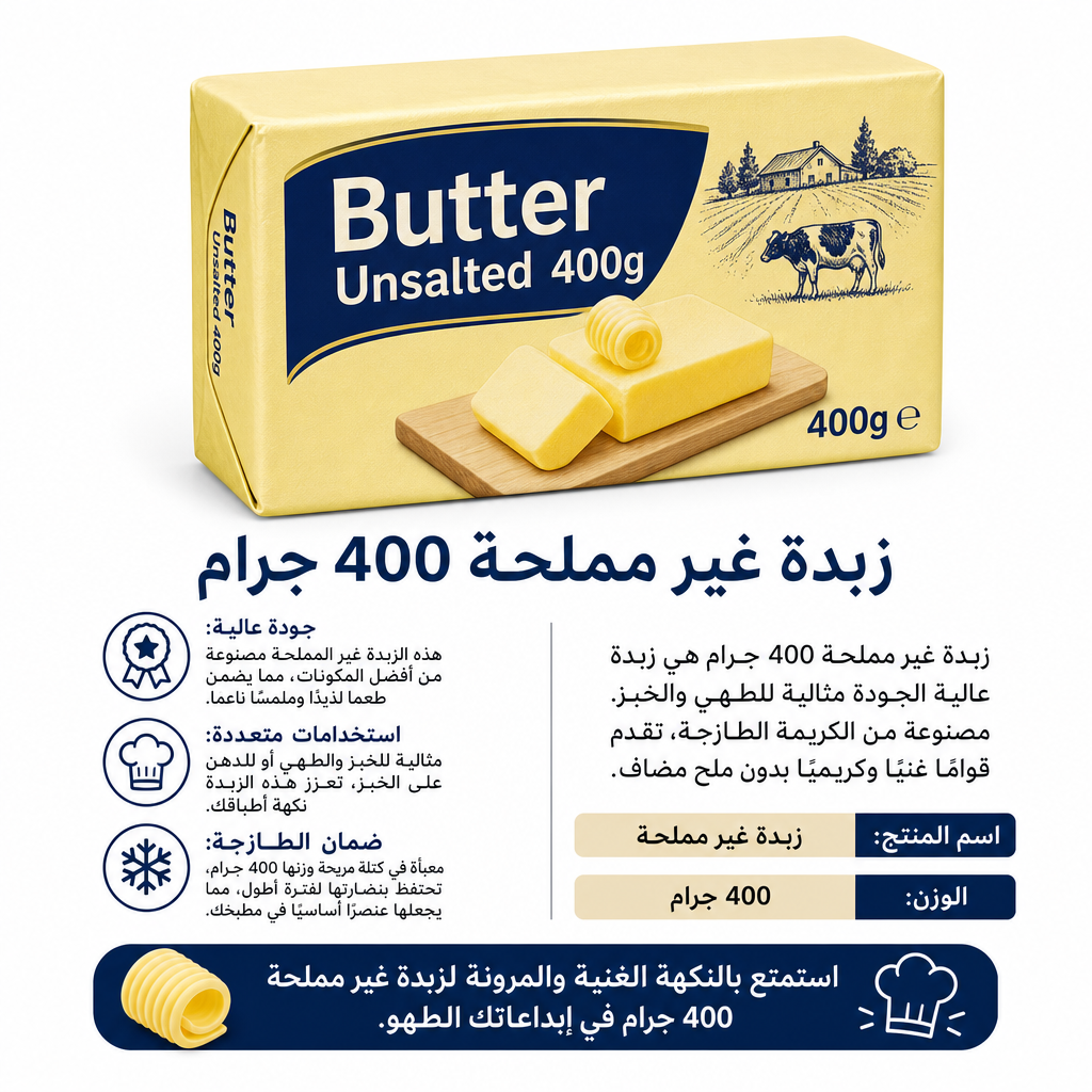 Butter Unsalted 400g