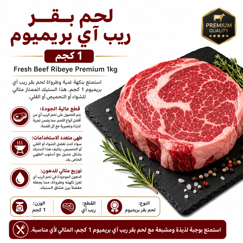 Fresh Beef Ribeye Premium 1kg