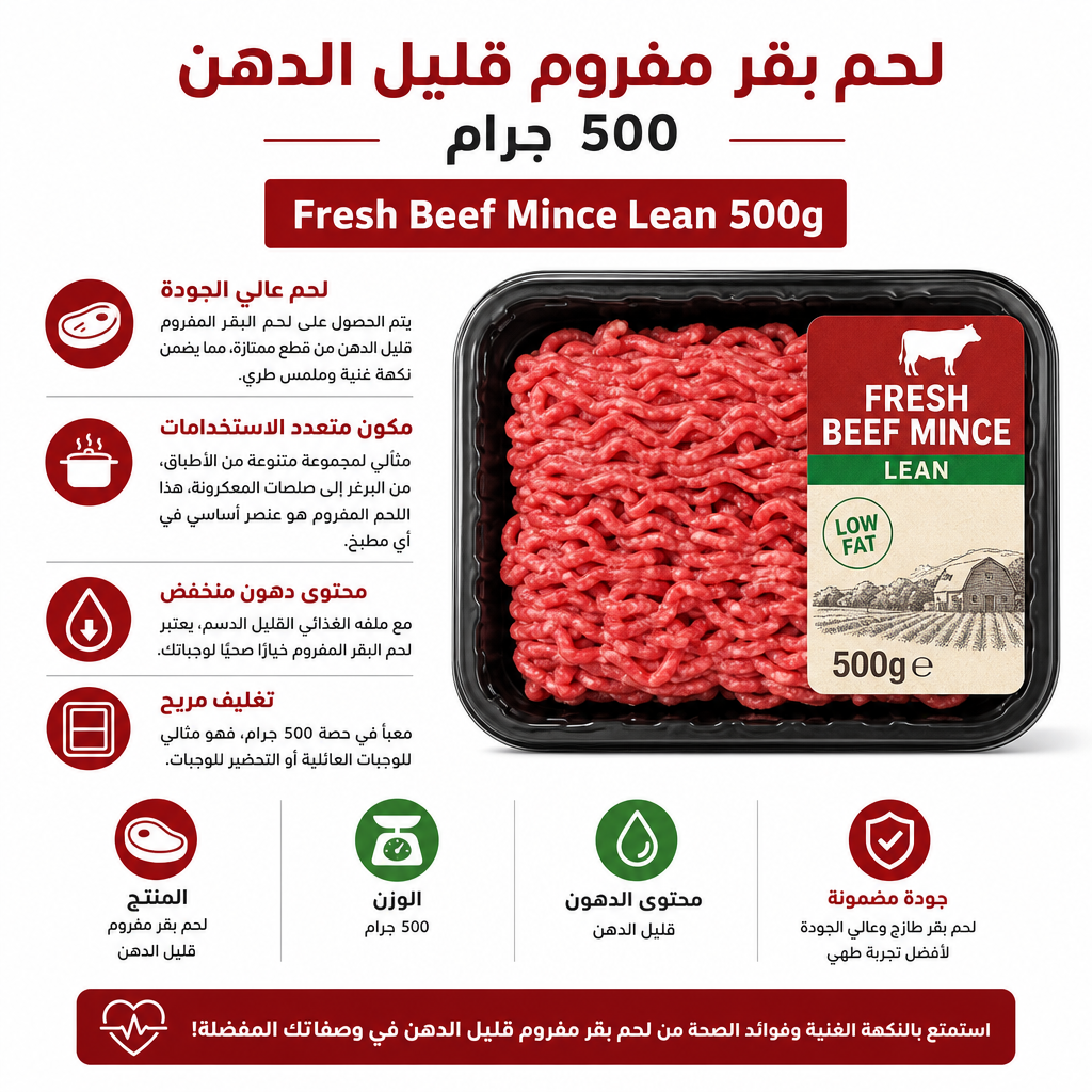 Fresh Beef Mince Lean 500g